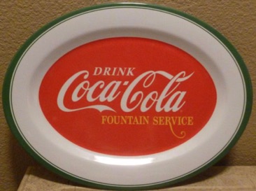 7421-2 € 5,00 coca cola plastic platte ovale schaal